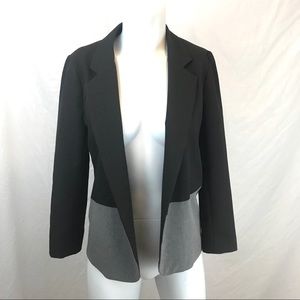 AQUA Black and Grey Color Block Open Front Blazer